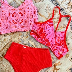 Aerie Pink and Red Bikini Set